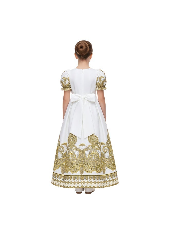 D'Daniela Majestic Gold Abaya Dress - White - Image 4